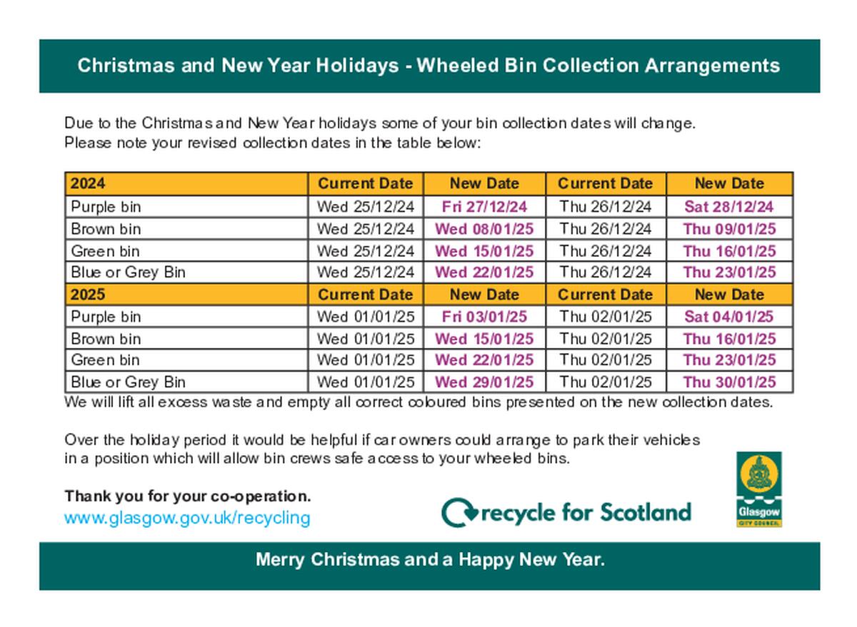 Bin collection during the 2024 Festive Period
